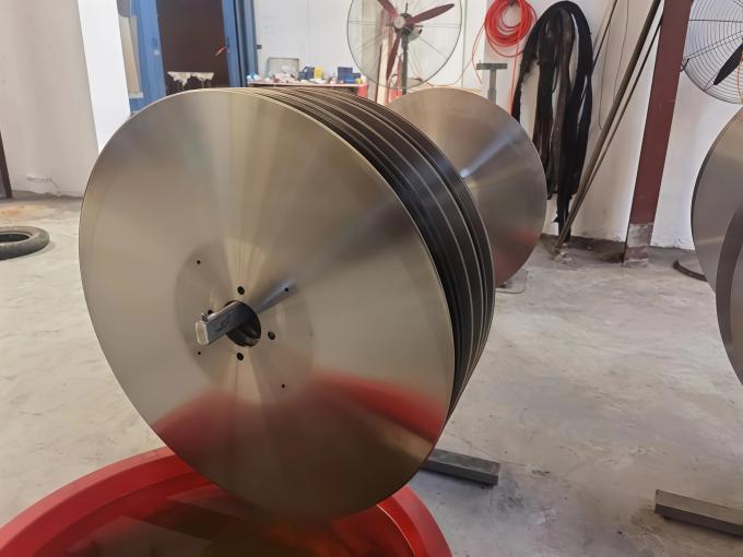 اتوماسیون 610mm دایره ای گرد چوب می دید چاقو هسته ای قطعات تیغه برای برش و برش کاغذ بافت 4